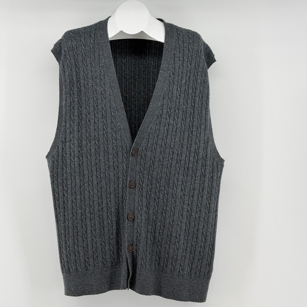 Kallspin Cable Knit Cardigan Vest Mens 3XLT Classic Button Front V-Neck Casual